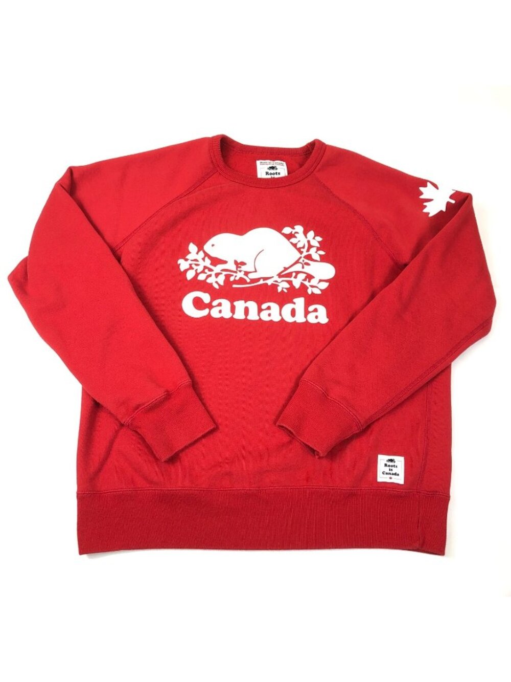 Roots Canada Buddy Red Crewneck Sweatshirt Size Large Made in Canada